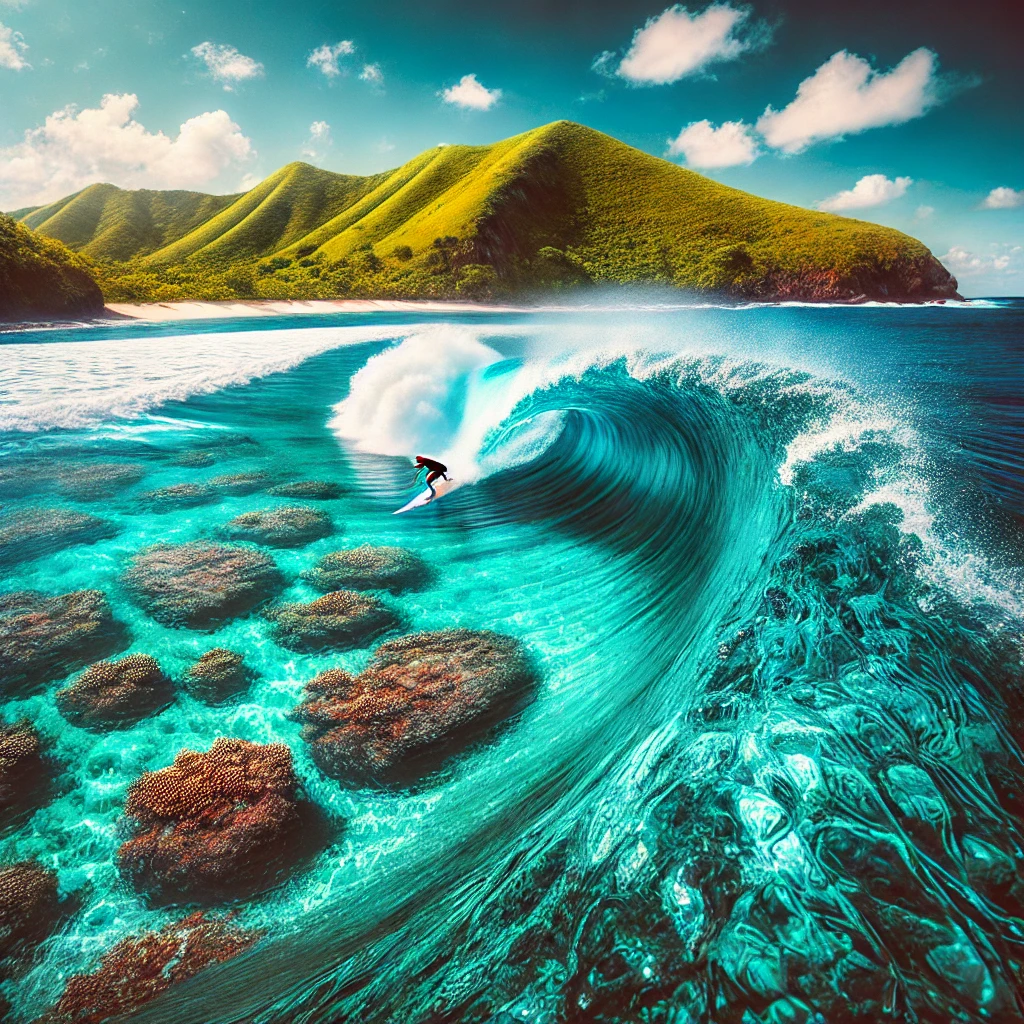 surfing in a reef